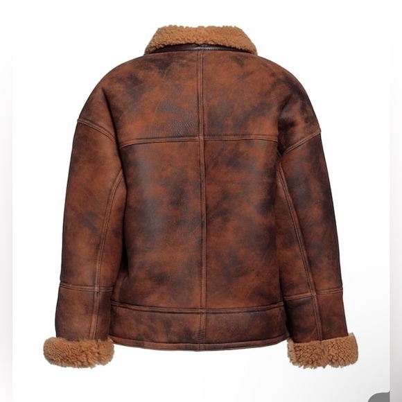 Sandro Paris Shearling Leather Coat – Size 40 - Picture 4 of 16